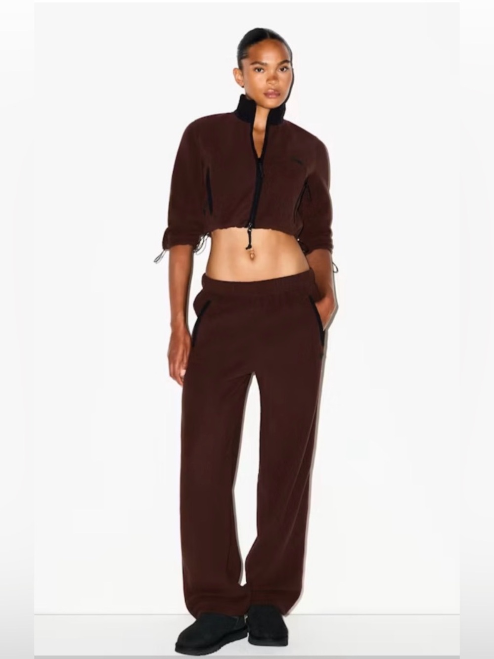 Women's Brown Wide-Leg Sweatpants
